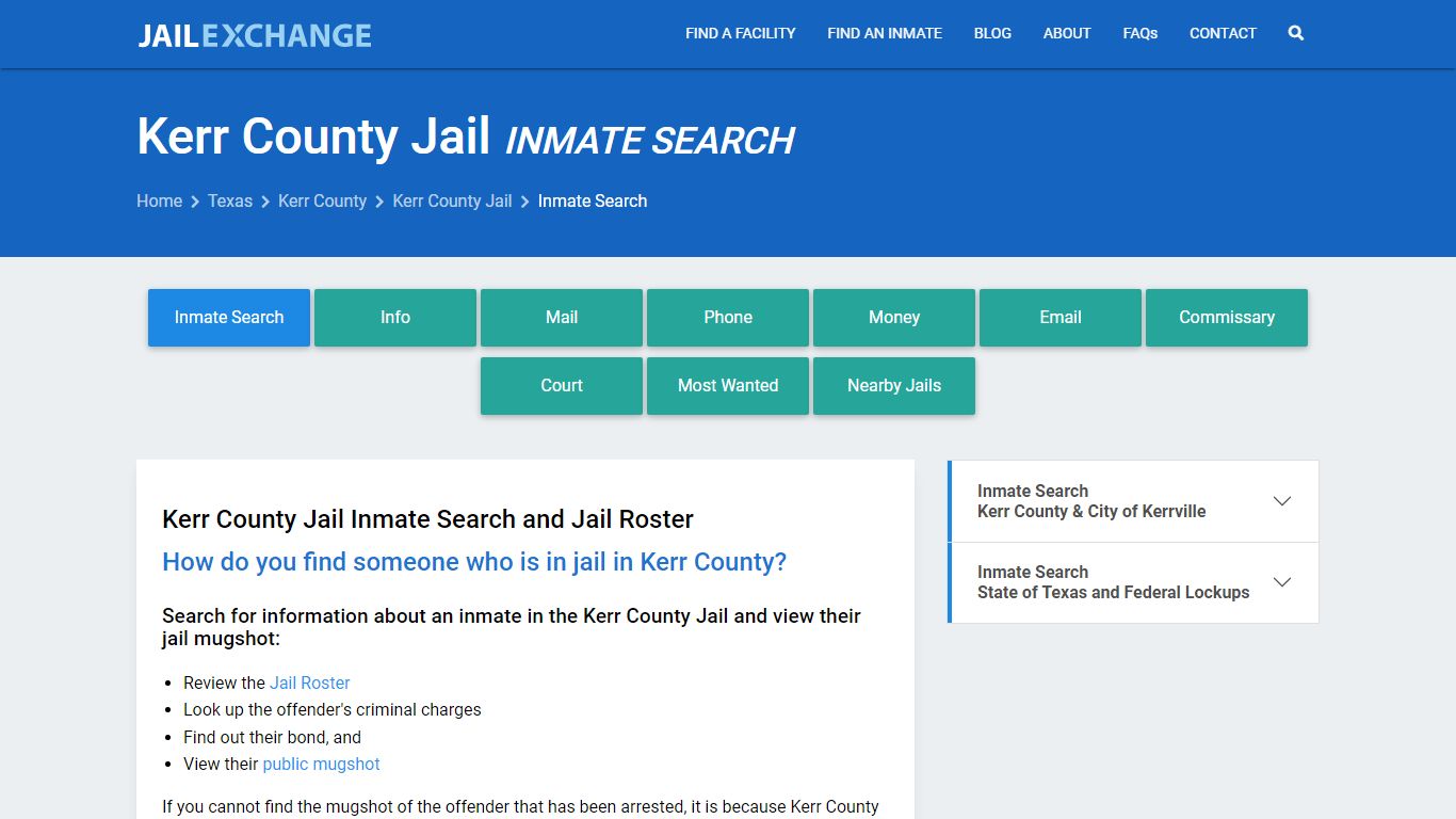 Inmate Search: Roster & Mugshots - Kerr County Jail, TX
